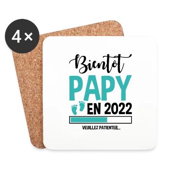 Bientôt Papy En 2022 Idée Cadeau Annonce Grossesse - Dessous de verre (lot de 4) - blanc - Devant