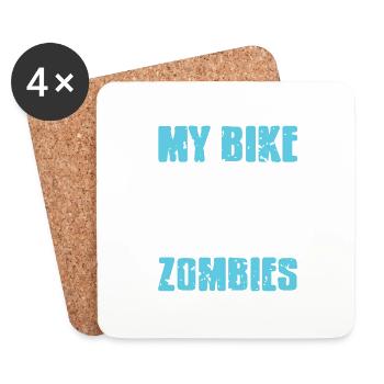 My Bike Is Faster Than Zombies Funny Cycling - Untersetzer (4er-Set) - Weiß - Vorne