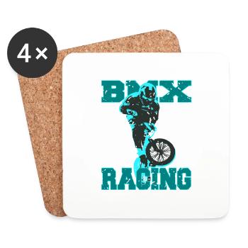 Vintage BMX Racing T-Shirt Present Gift - Coasters (set of 4) - white - Front