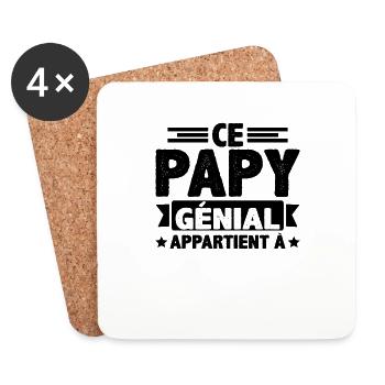 Ce papy génial appartient à [NOM] - Dessous de verre (lot de 4) - blanc - Devant