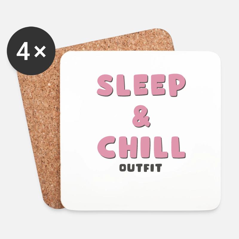 Schlaf und Chill Outfit - Untersetzer (4er-Set) - Weiß