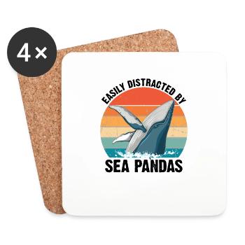 Baleines Baleines Océan Mer Marine Biologiste Plongée Rétro - Dessous de verre (lot de 4) - blanc - Devant