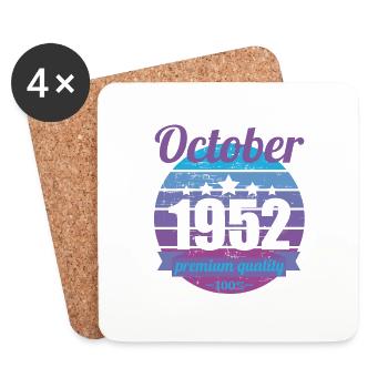 Born October 1952 70 years 70s 70th birthday - Coasters (set of 4) - white - Front