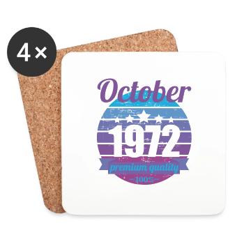 Geboren October 1972 50 Jahre 50er 50.Geburtstag - Untersetzer (4er-Set) - Weiß - Vorne