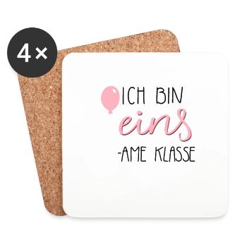 Ich bin eins - einsame klasse pink 1. Geburtstag - Untersetzer (4er-Set) - Weiß - Vorne