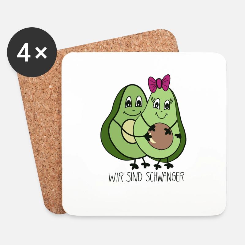 Wir sind Schwanger Avocado - Ankündigung - Untersetzer (4er-Set) - Weiß