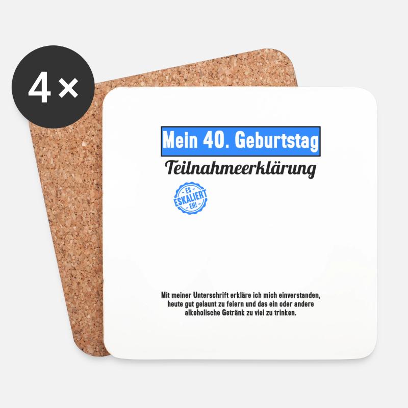40 Jahr Gästebuch Teilnahmeerklärung 40 Geburtstag - Untersetzer (4er-Set) - Weiß