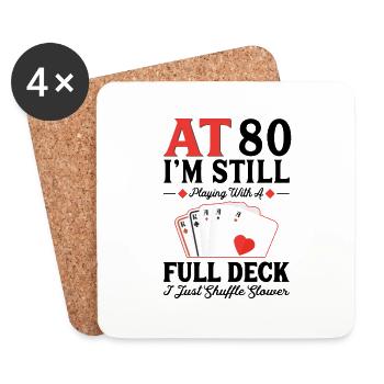 Jeux de cartes à jouer - 80e anniversaire - Dessous de verre (lot de 4) - blanc - Devant