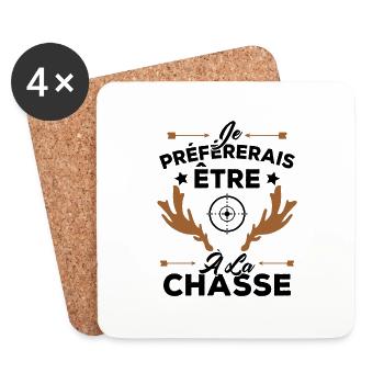 Je préférerais être à la chasse, Cadeau Chasseur - Dessous de verre (lot de 4) - blanc - Devant