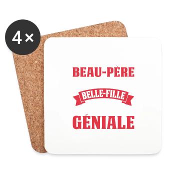 Beau-père Et Belle-fille Papa Fête Des Pères Cool - Dessous de verre (lot de 4) - blanc - Devant