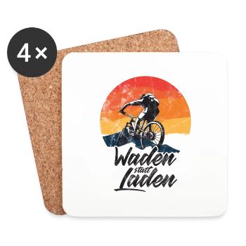 Waden statt Laden Fahrrad E-Bike Radtrikot - Untersetzer (4er-Set) - Weiß - Vorne