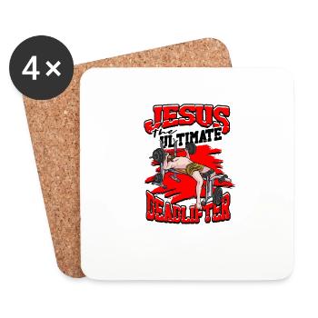 Jésus l’ultime soulevé de terre - Msucleman - Dessous de verre (lot de 4) - blanc - Devant