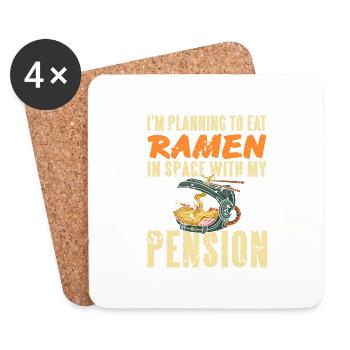 Planifier de manger des ramen dans l’espace avec ma pension - Dessous de verre (lot de 4) - blanc - Devant
