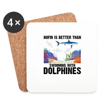 Avec les dauphins Nage Dauphin Océan Mammifère marin - Dessous de verre (lot de 4) - blanc - Devant