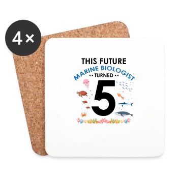 Marine Biology Birthday Party Birthday 5 Five - Coasters (set of 4) - white - Front