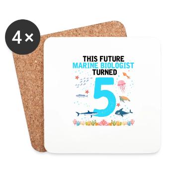 Marine Biology Birthday Party Birthday 5 Five - Coasters (set of 4) - white - Front