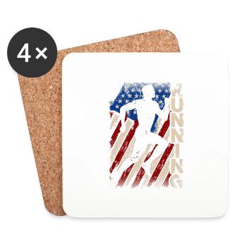 USA Läufer Vintage patriotische Läufer laufen - Untersetzer (4er-Set) - Weiß - Vorne