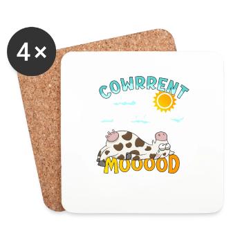 Cowrrent Mood - Vache comique - Dessous de verre (lot de 4) - blanc - Devant