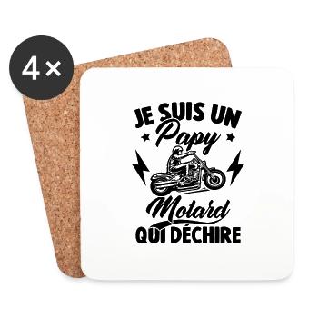 Je Suis Un Papy Motard Qui Déchire - Dessous de verre (lot de 4) - blanc - Devant