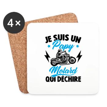 Je Suis Un Papy Motard Qui Déchire - Dessous de verre (lot de 4) - blanc - Devant