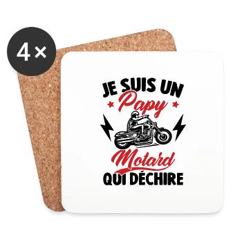 Je Suis Un Papy Motard Qui Déchire - Dessous de verre (lot de 4) - blanc - Devant