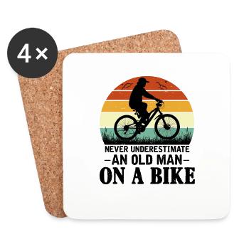 Old man bike - Coasters (set of 4) - white - Front
