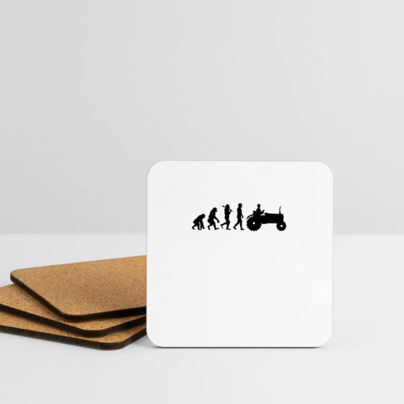 Farmer Evolution Gift Tractor Tractor Coasters (set of 4)