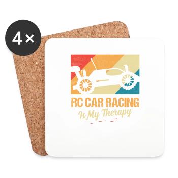 RC Car Racing est ma thérapie Modèle de voiture à distance Cont - Dessous de verre (lot de 4) - blanc - Devant