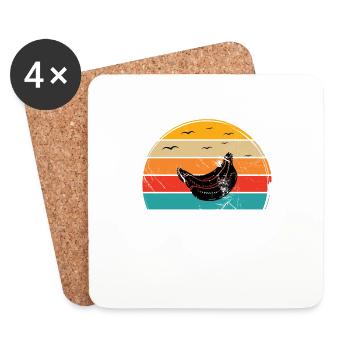 Banana Vegan Lover Retro Veggie Fruit Gift idea - Coasters (set of 4) - white - Front