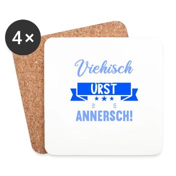 Sächsischer Dialekt Sachsen Sächsische Sprüche - Untersetzer (4er-Set) - Weiß - Vorne