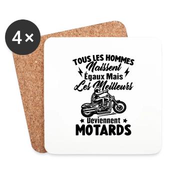 Hommes naissent égaux meilleurs deviennent motards - Dessous de verre (lot de 4) - blanc - Devant
