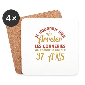 Je N'ai Que 37 Ans Anniversaire Cadeau Vintage Âge - Dessous de verre (lot de 4) - blanc - Devant