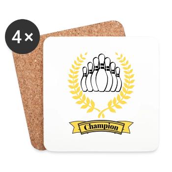 Bowling bowling for the champion black yellow - Coasters (set of 4) - white - Front