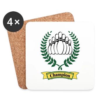 Bowling Kegeln Champion, Sieger, grün gelb - Untersetzer (4er-Set) - Weiß - Vorne