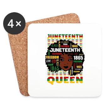 Juneteenth Cadeau de fierté de la Journée de l’histoire des Noirs - Dessous de verre (lot de 4) - blanc - Devant
