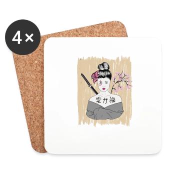 Japanese Demons Geisha Vintage - Coasters (set of 4) - white - Front