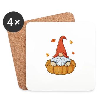 Gnomes I Citrouille I Automne Thanksgiving - Dessous de verre (lot de 4) - blanc - Devant