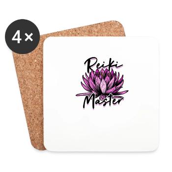 Reiki Meister - Blume - Untersetzer (4er-Set) - Weiß - Vorne