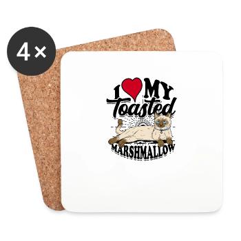 I love my toasted marshmallow - cat - Coasters (set of 4) - white - Front