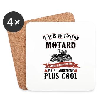 Un Tonton Motard Comme Un Tonton Normal - Dessous de verre (lot de 4) - blanc - Devant