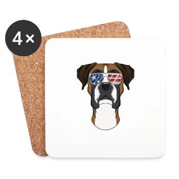 Boxer USA Sunglasses I American Flag Boxer - Coasters (set of 4) - white - Front