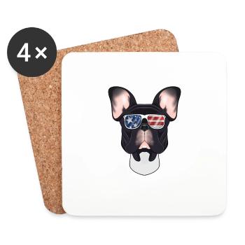 French Bulldog USA Sunglasses I American Flag - Coasters (set of 4) - white - Front