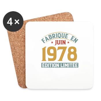 Fabriqué En Juin 1978 Anniversaire Cadeau Vintage - Dessous de verre (lot de 4) - blanc - Devant