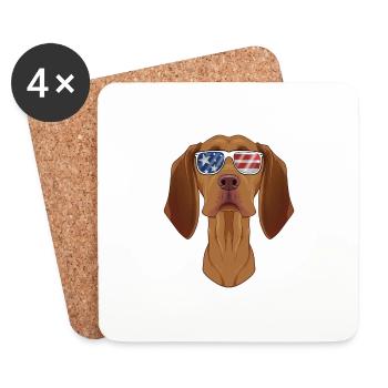 Vizsla USA Sunglasses I American Flag Vizsla - Coasters (set of 4) - white - Front