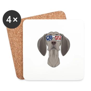 Weimaraner USA Sunglasses I American Flag - Coasters (set of 4) - white - Front
