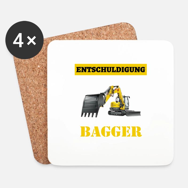 Entschuldige dass ich zu spät bin ich habe Bagger - Untersetzer (4er-Set) - Weiß