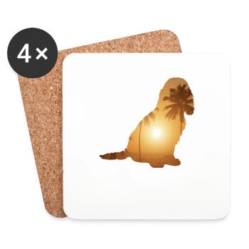 Plage d’été - Cocker Spaniel - Dessous de verre (lot de 4) - blanc - Devant