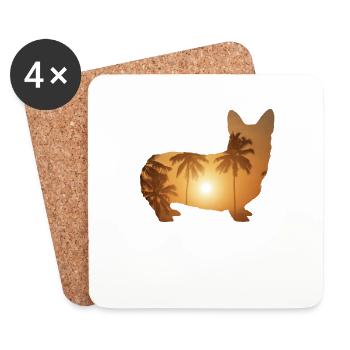 Summer beach - Corgi - Coasters (set of 4) - white - Front