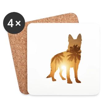 Summer beach - German Shepherd - Coasters (set of 4) - white - Front