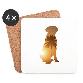 Plage d’été - Mastiff - Dessous de verre (lot de 4) - blanc - Devant